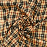 Tissu Crafty Cottons 100 % coton brossé marron à motif tartan, 140 cm de large, pour travaux manuels, couture, confection de vêtements et décoration d'intérieur.